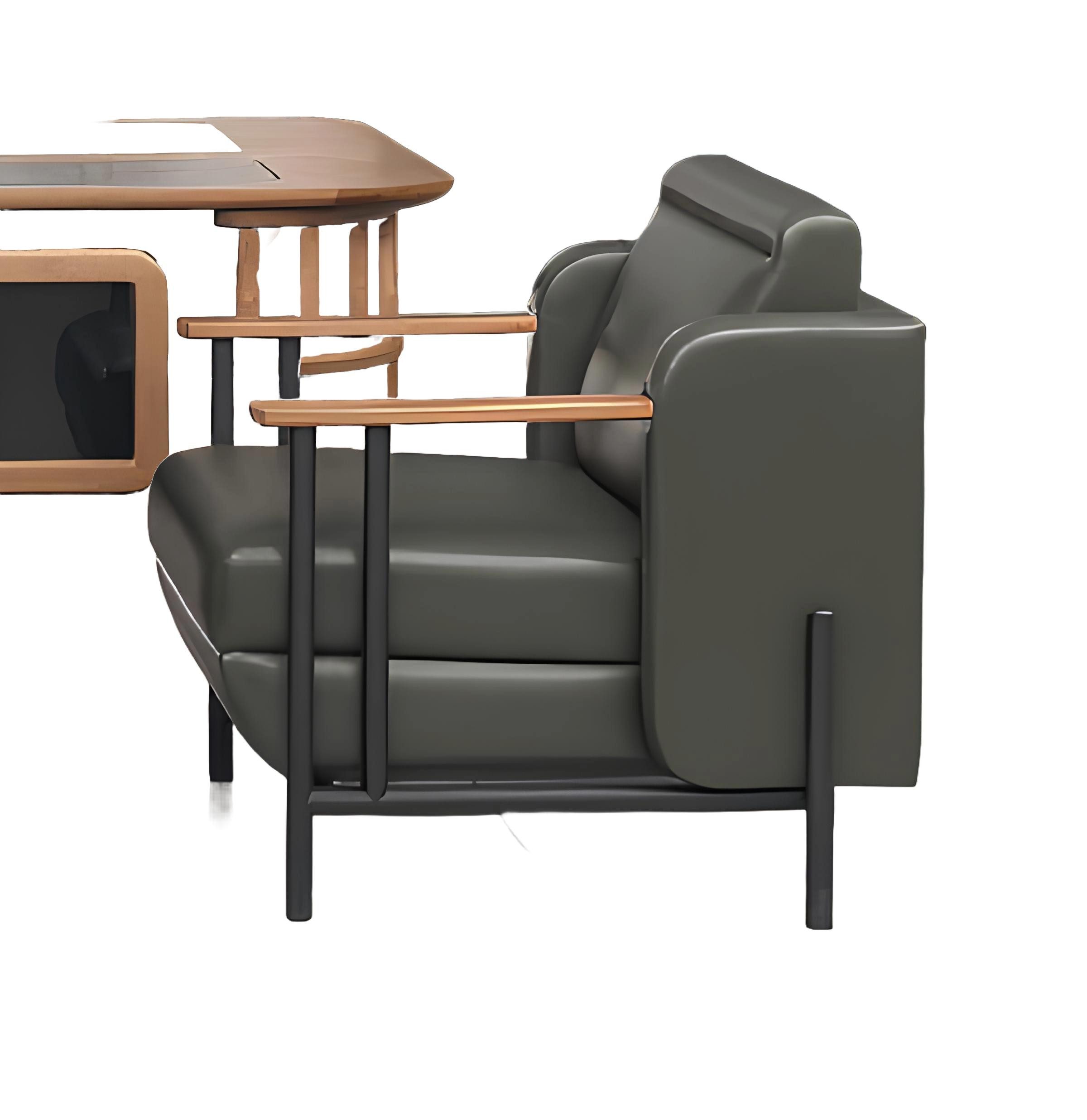 Xlmoebel Sessel Schwarzer Ledersessel im modernen Design für das Büro (Sessel), Hergestellt in Europa