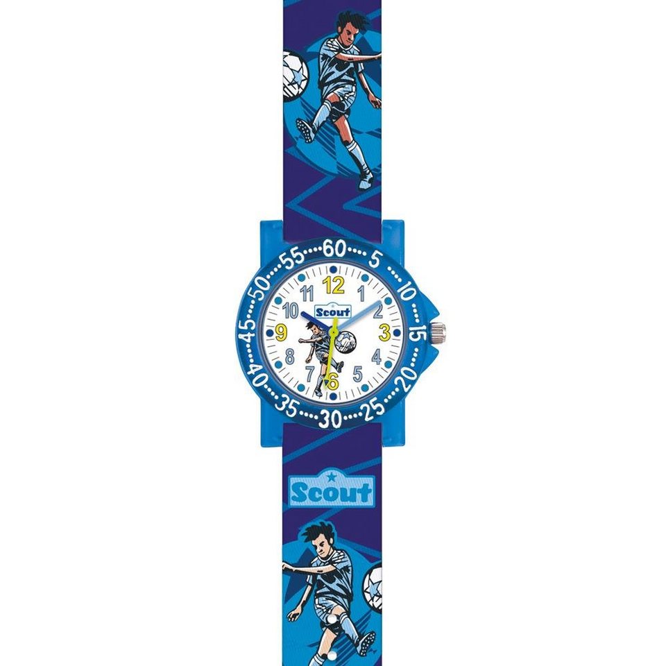 Scout Quarzuhr Blaue Scout Armbanduhr Fußball aus Kunststoff für Jungen