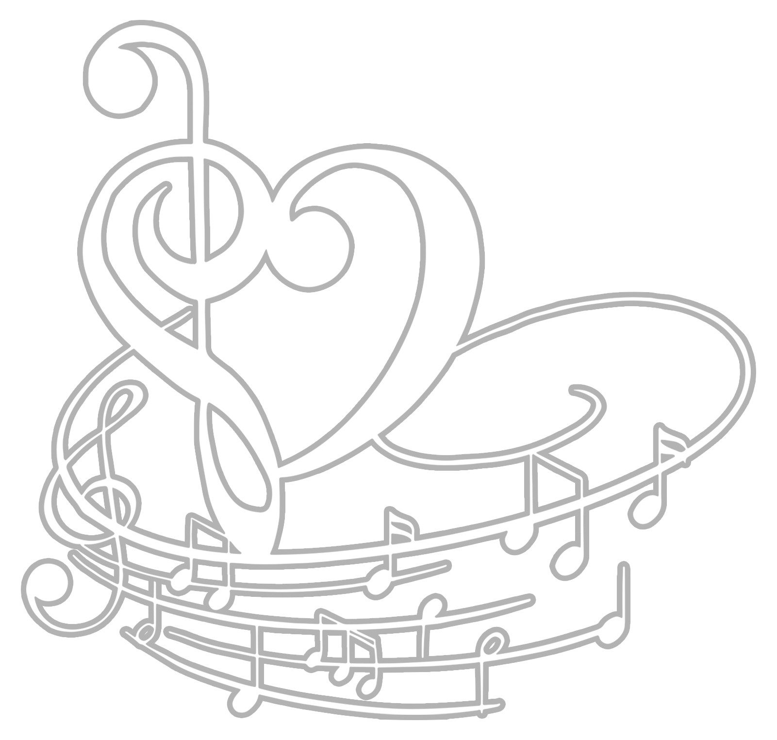 Wanddekoobjekt Musikalische melodische Verzierungen, Liebesnoten, romantische Klänge