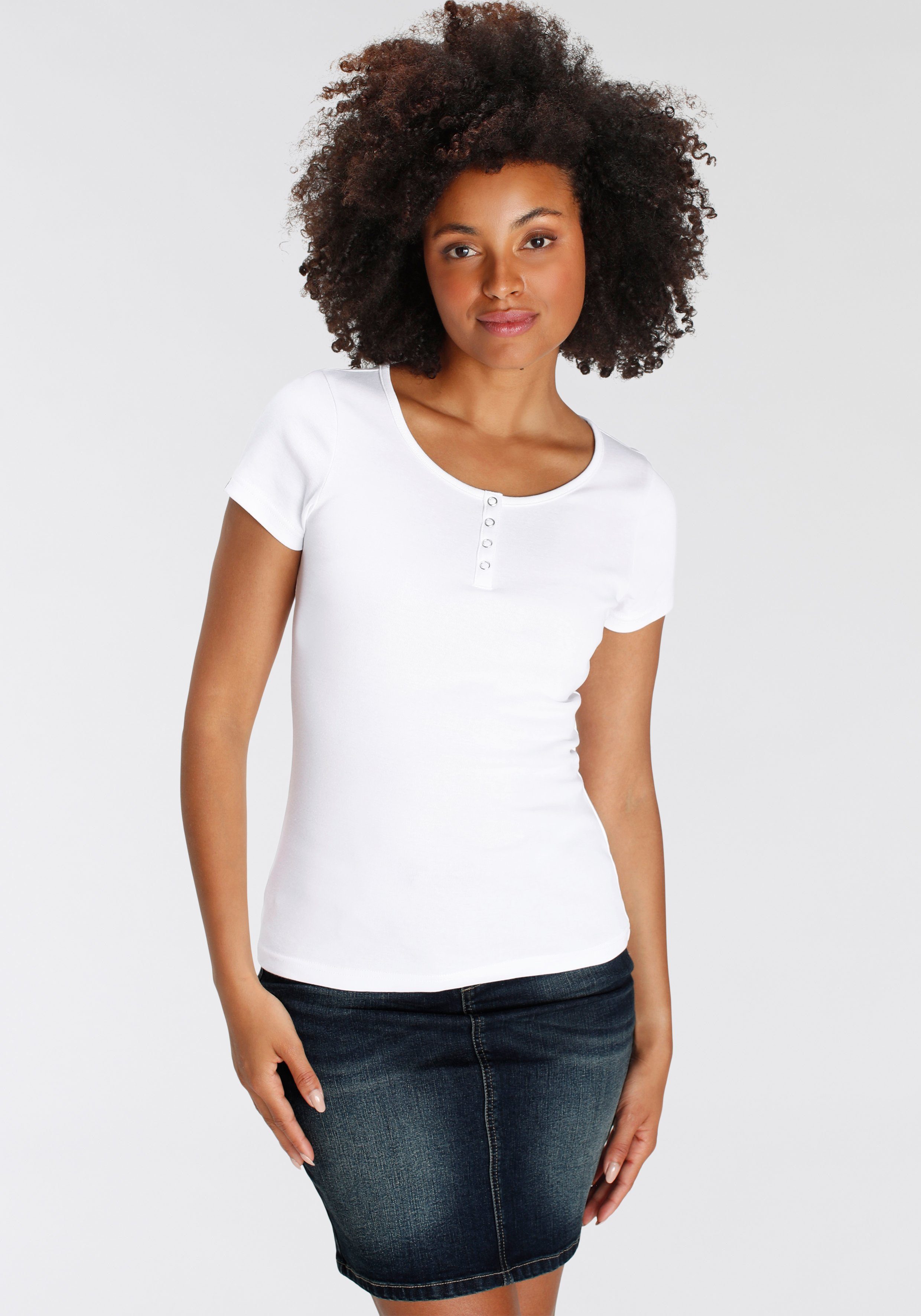 H.I.S T-Shirt (Set, 2-tlg) Kurzarm, unifarben, aus Baumwolle, im Set erhältlich