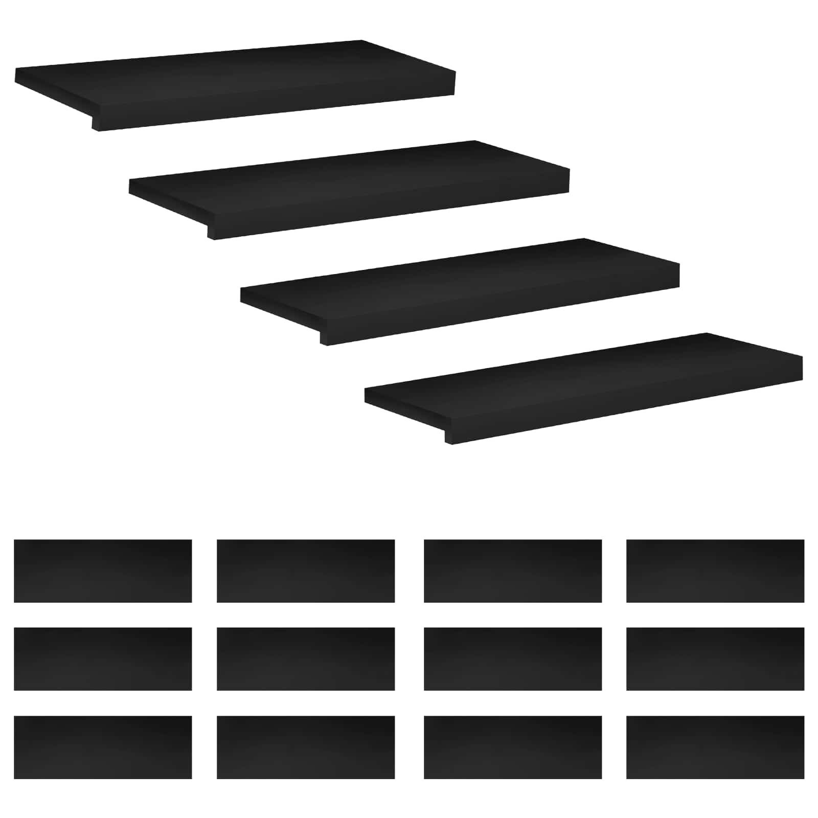 vidaXL Stufenmatte Treppenstufen 16 stk. 70 x 25 x 2 cm Schwarz Massivholz Buche, Höhe: 2 mm