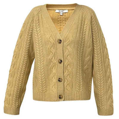 Blue Sportswear Strickjacke Haven Cardigan Zopfmuster Strickjacke aus Wolle in Creme o. Senfgelb