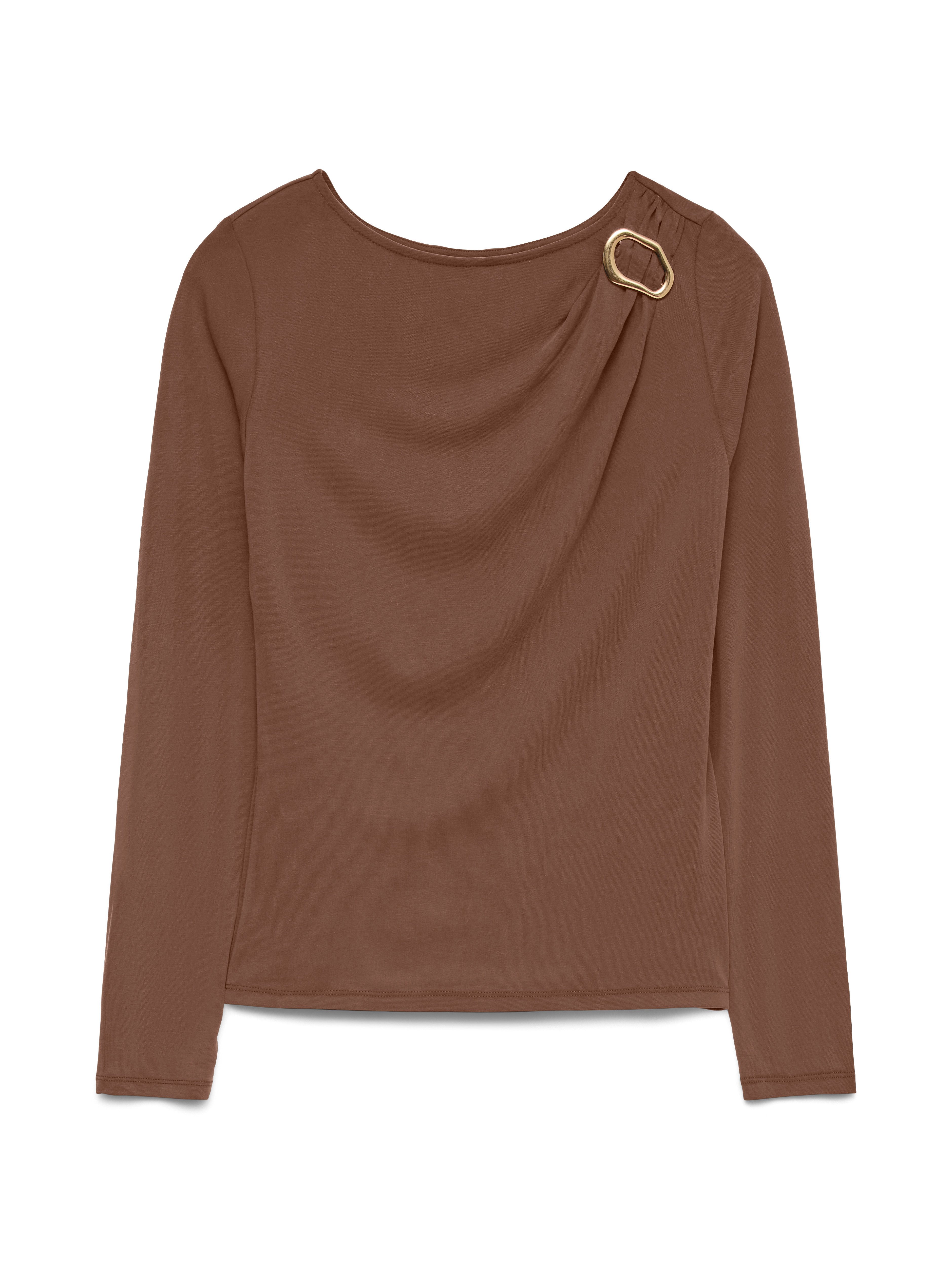 Vero Moda Langarmshirt VMBRIELLE LS BOATNECK TOP JRS Materialmix, regular fit