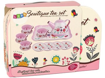 LEAN Toys Kinder-Küchenset Boutique Kaffeeset Teeset Truhe Rollenspiel Teller Rosa Spielzeug