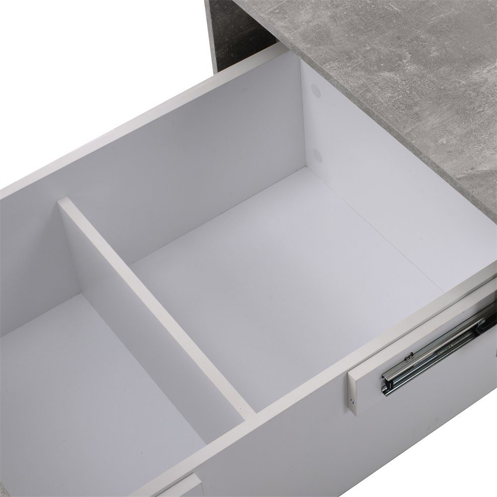 102-159x60x40cm Couchtisch,Wohnzimmertisch,Tische Tisch Fangqi grau ausziehbarem mit und Stauraum, Beistelltisch
