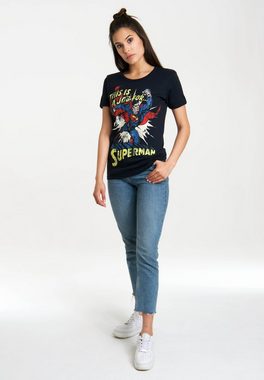 LOGOSHIRT T-Shirt Superman mit lizenzierten Originaldesign
