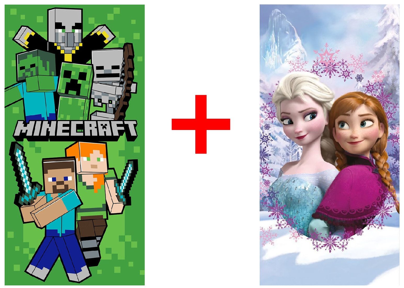 Jerry Fabrics Strandtücher Minecraft + Frozen Anna Elsa Strandtuch Handtuch günstig online kaufen