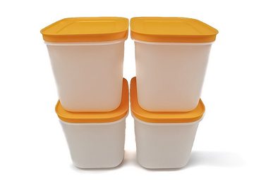 TUPPERWARE Frischhaltedose Eis-Kristall (4) 1,1 L weiß/orange + SPÜLTUCH