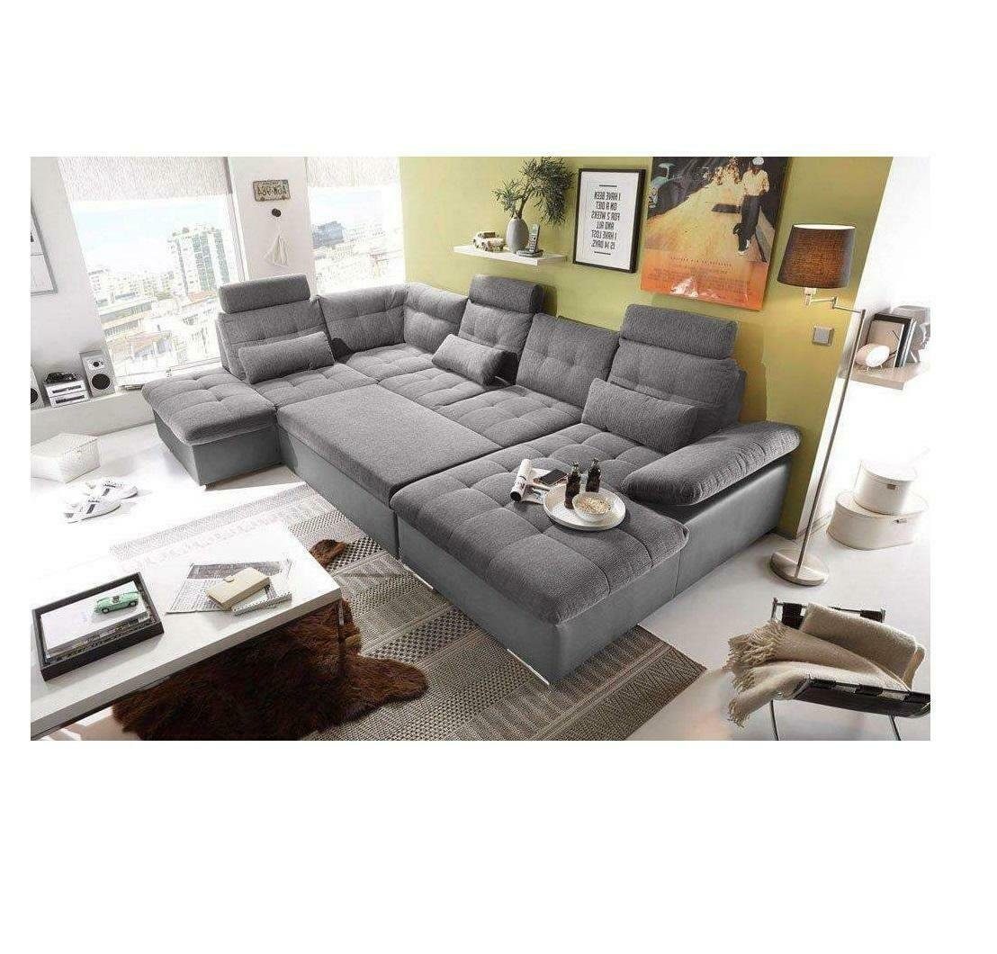 JVmoebel Ecksofa, Design Ecksofa Stoff L-Form Bettfunktion Couch Polster