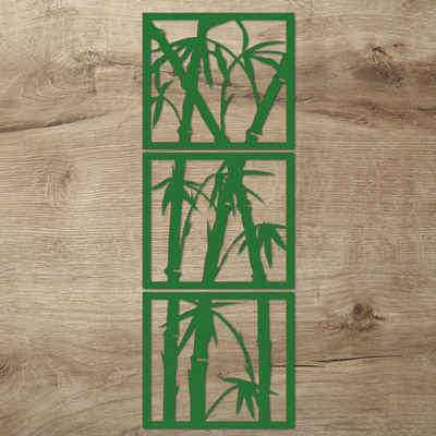 Namofactur Wanddekoobjekt XXL Bambus Holz Wanddeko (3 St., 3-teilig), Wandbild 'Bambus' aus Holz, Wandgestaltung für dein zuhause