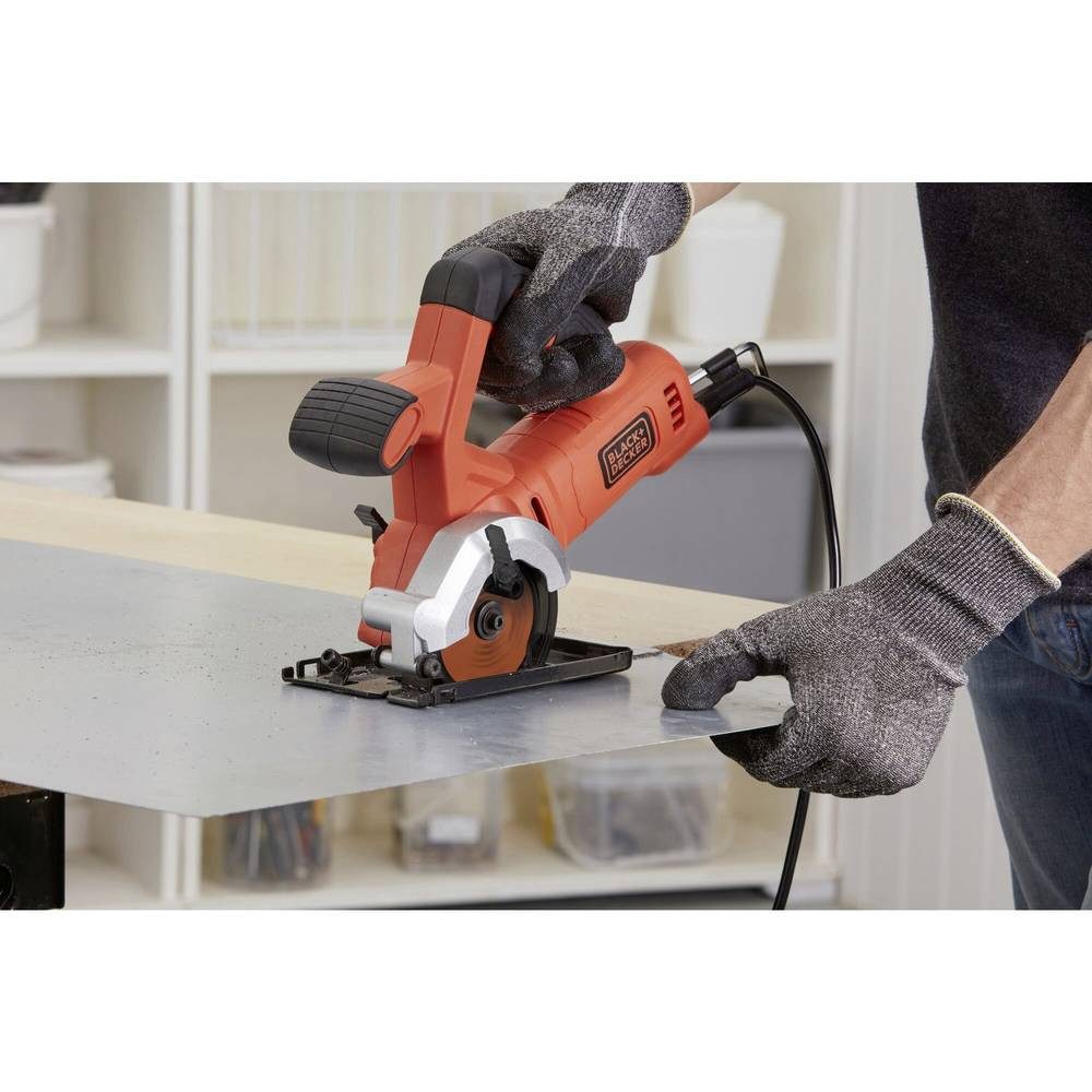 Black + Decker Handkreissäge 400W Kompakt-Handkreissäge, 27mm max. Schnitttiefe, Koffer BES510K-QS, inkl. Koffer
