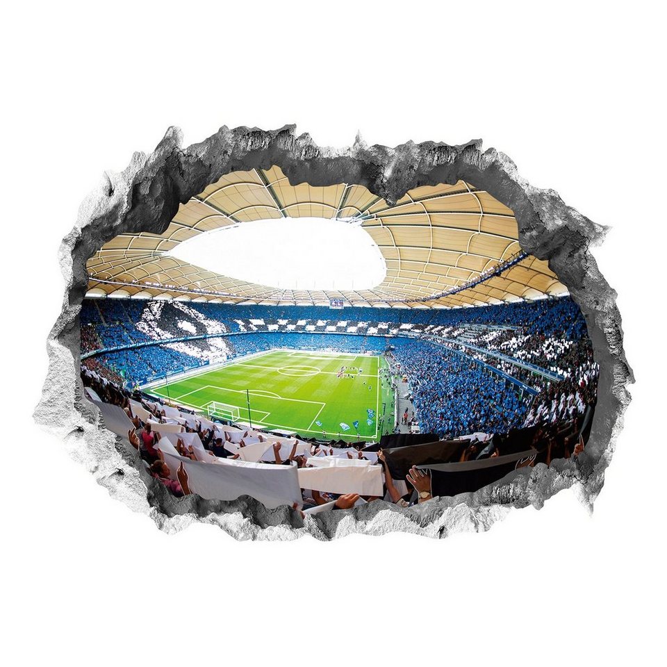 HSV 3D-Wandtattoo Volksparkstadion 70 x 100 cm., Hamburger SV, Mehrfarbig  Tattoo Fussball Stadion, Haftet an nahezu alle glatten Oberflächen