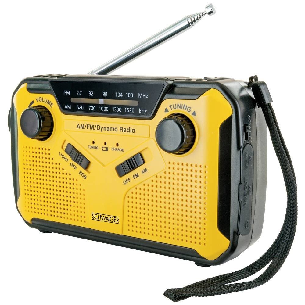 Outdoor Schwaiger UKW stoßfest) (Handkurbel, Radio Radio Solarpanel, spritzwassergeschützt,