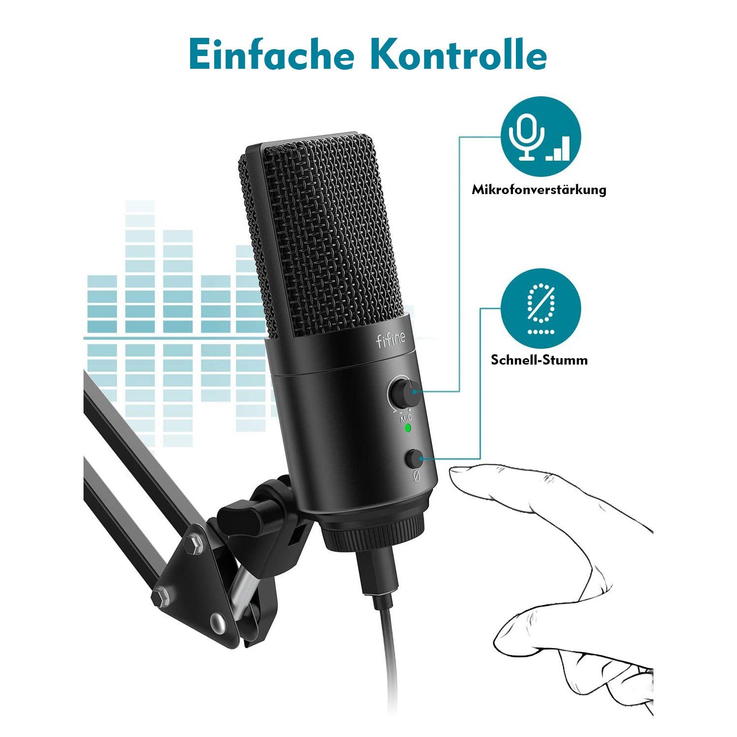 FIFINE Mikrofon USB Mikrofon Streaming mit Ständer Typ A/C Kondensator Mic