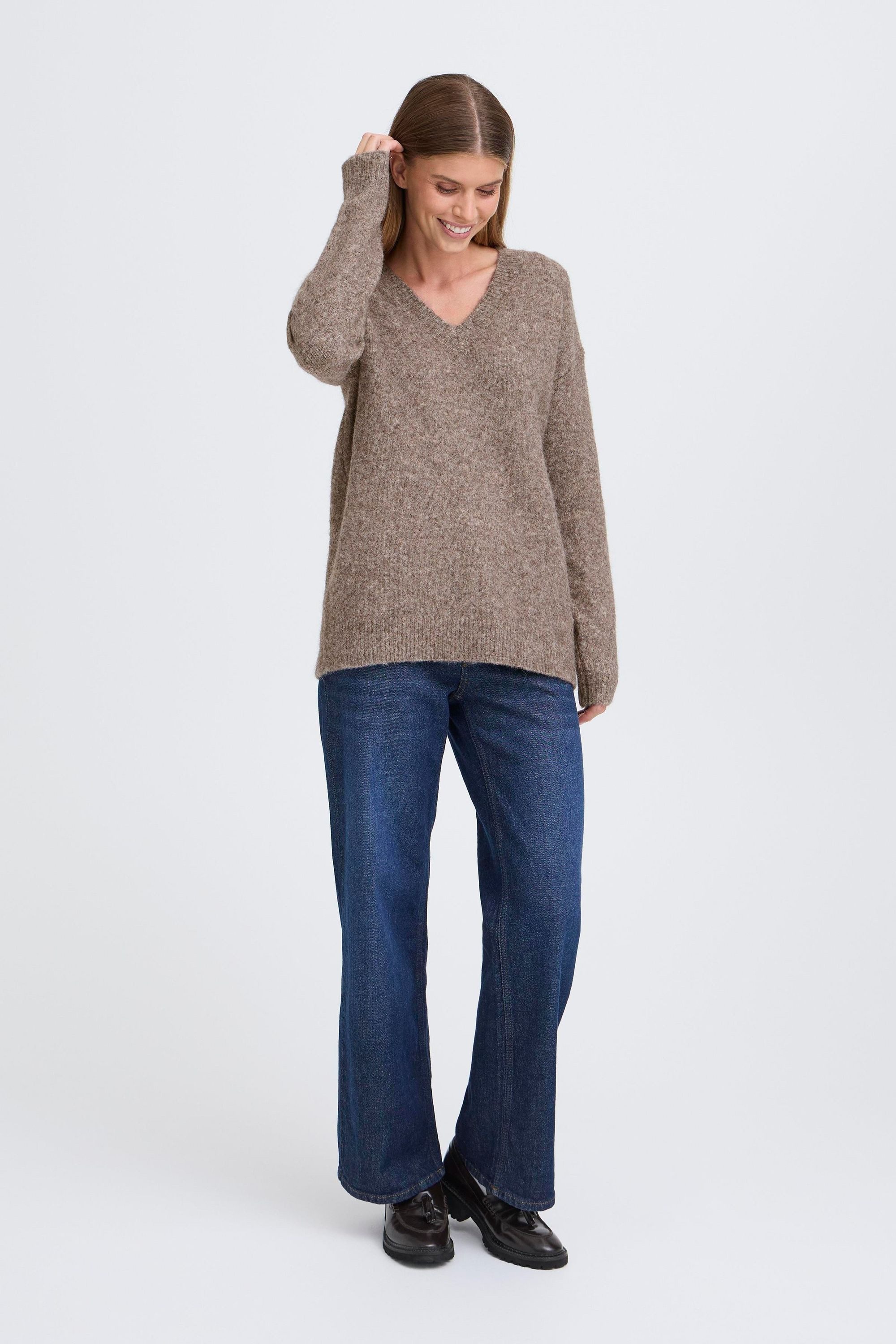 OXMO V-Ausschnitt-Pullover OXISelma Kuscheliger Pullover