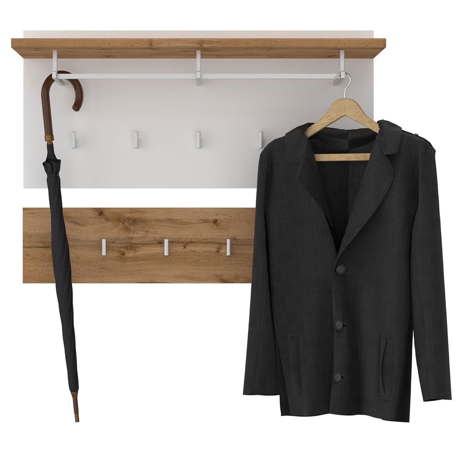 CARO-Möbel Garderobenhalter BILBAO, Hutablage Kleid 9 und BILBAO Kleiderstange Wandgarderobe Garderobe mit