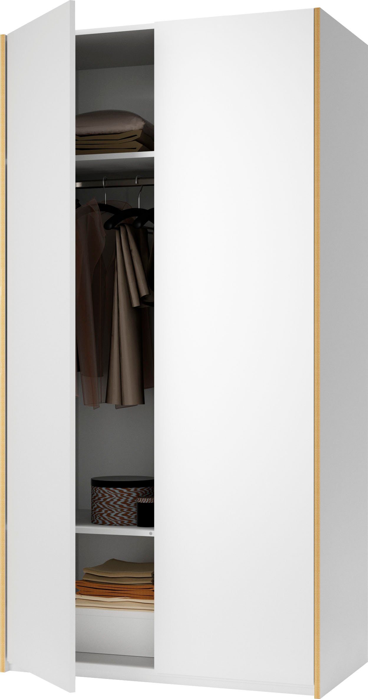 Variante 1 weiß/birke Plus Kleiderschrank LIVING Innenraum inklusive Müller SMALL Fläche, Kleiderstange | weiß/birke Im einer Modular durchgehende
