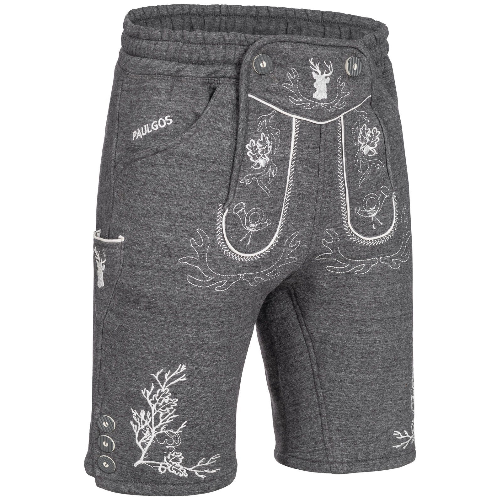 PAULGOS Trachtenhose Herren Jogginghose Design Lederhose Kurz Sweathose Bermuda Шорты JOK3