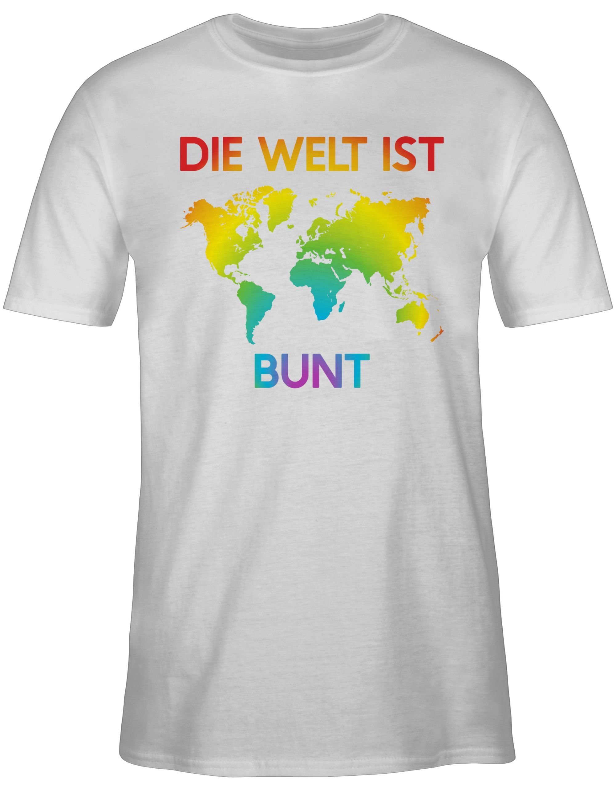 Shirtracer Weiß Kleidung Welt 2 Regenbogen bunt Die – Farben T-Shirt ist LGBT