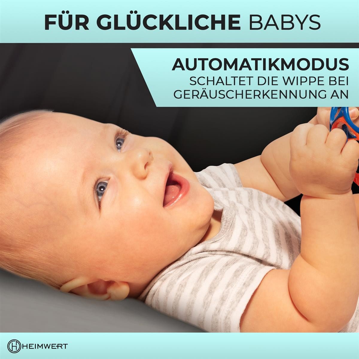 HEIMWERT Baby Swing/Bouncer with Sound, Electric, Remote Control, Easyfold for Easy Transport + Movement Activation