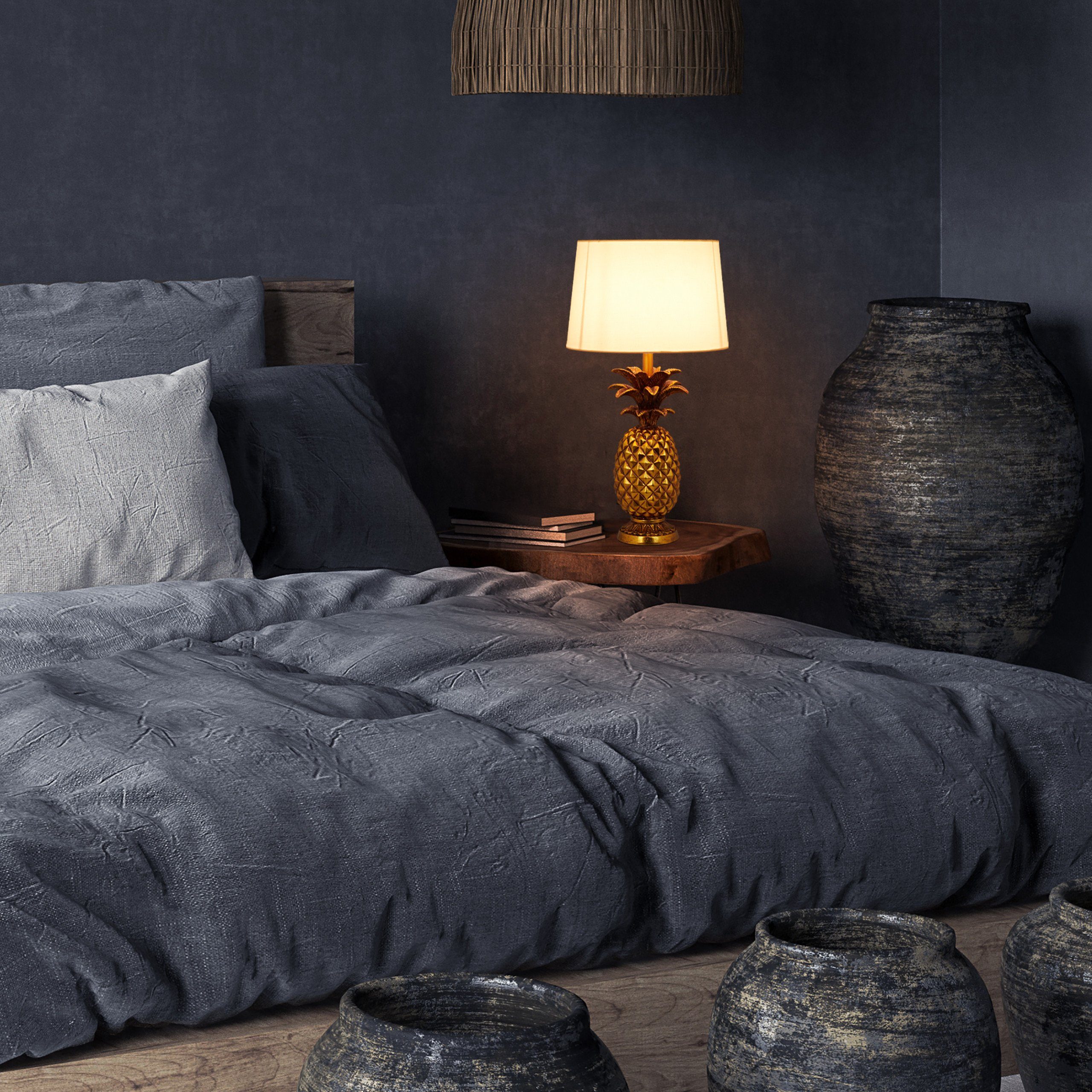 relaxdays Tischleuchte Tischlampe Ananas gold günstig online kaufen