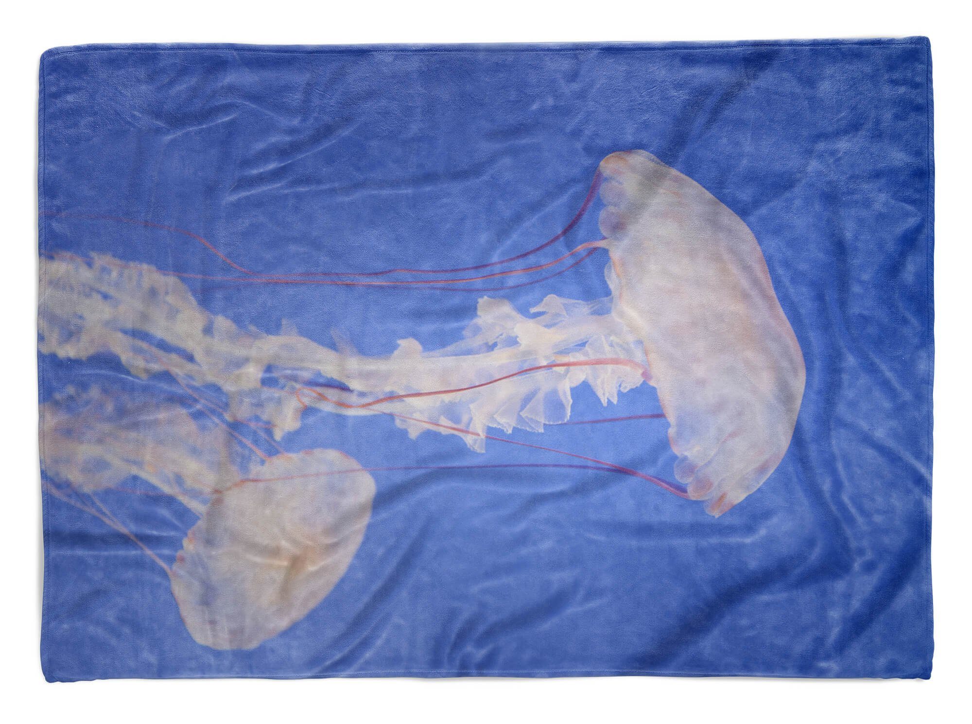 Sinus Art Handtücher Handtuch Strandhandtuch Saunatuch Kuscheldecke mit Fotomotiv Qualle unter Wasse, Baumwolle-Polyester-Mix (1-St), Handtuch