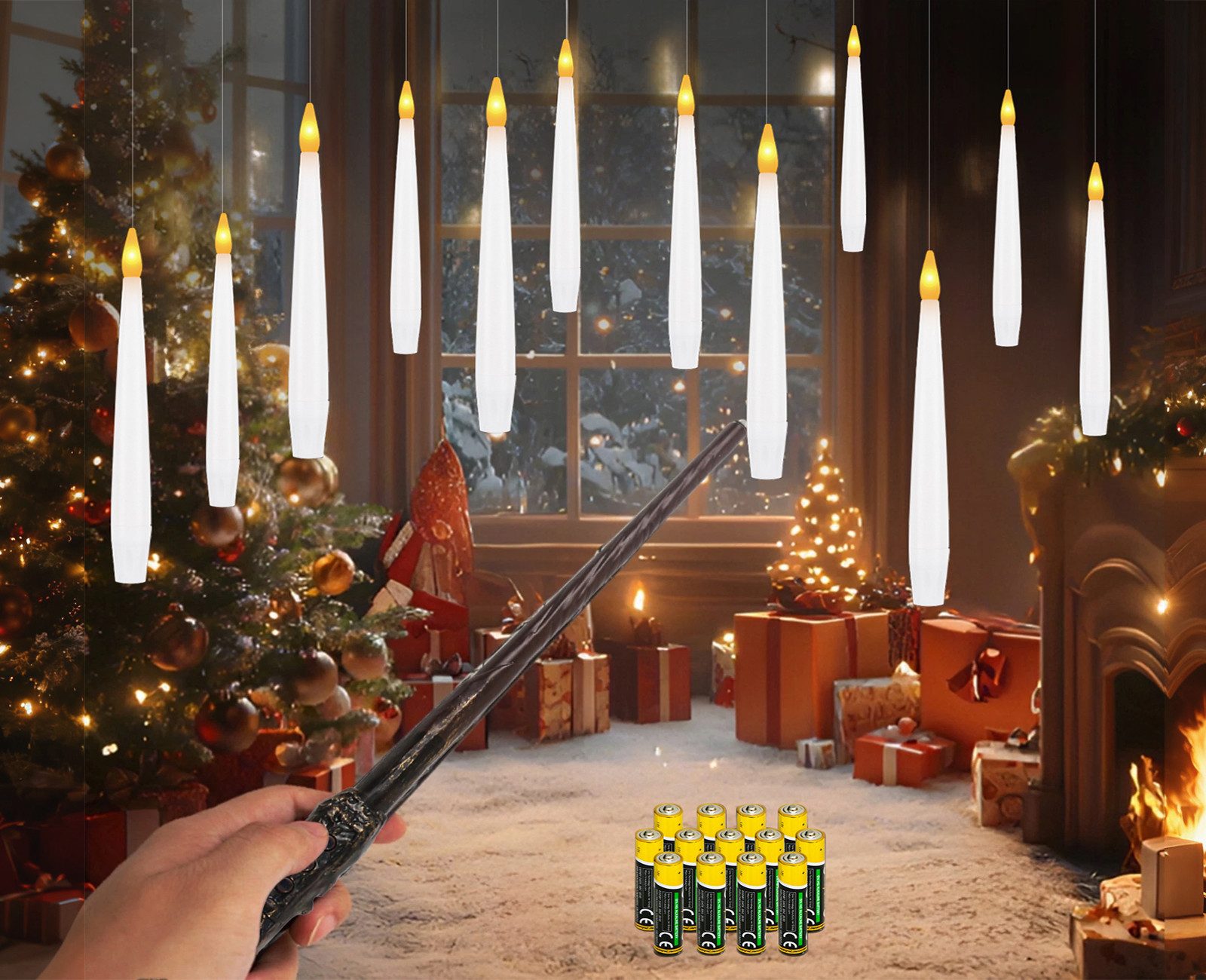 Gotoll LED-Kerze K-MFLZ 12pcs Schwebende Kerzen mit Zauberstab-Fernbedienun günstig online kaufen