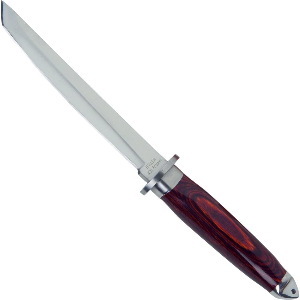 Haller Messer Universalmesser Outdoormesser mit Pakkaholzgriff Lederscheide, Tantoklinge