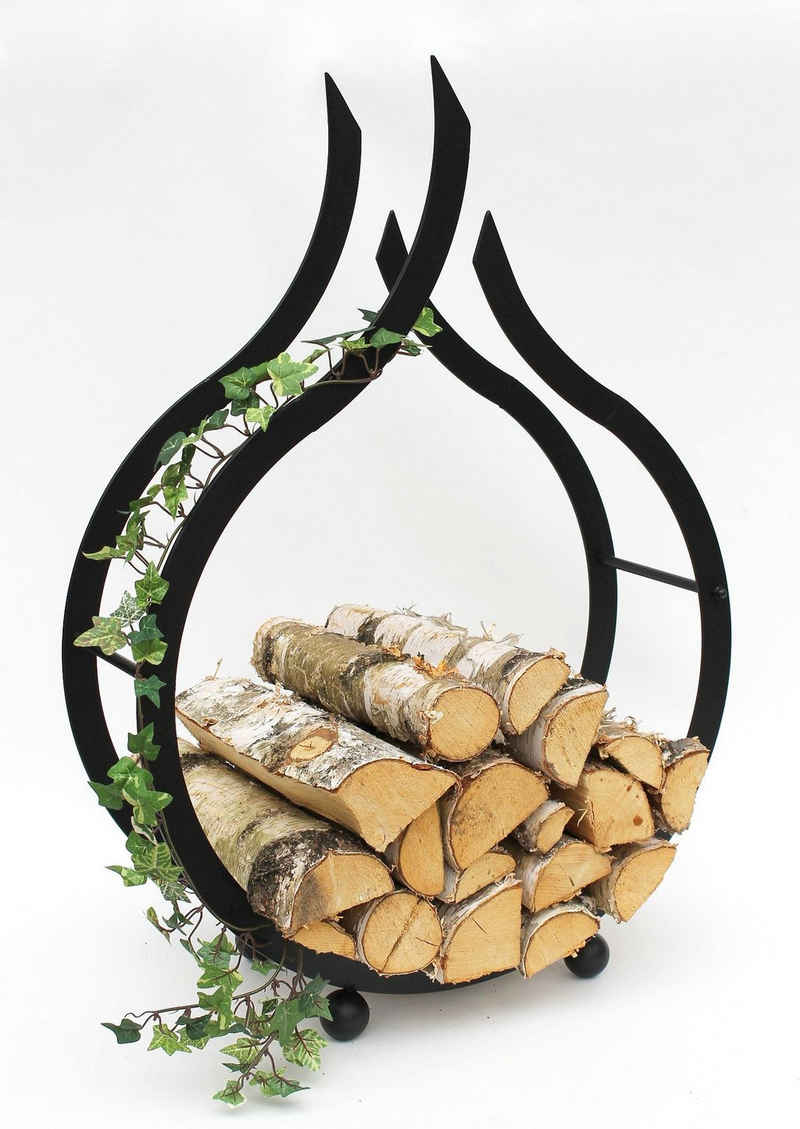 DanDiBo Kaminholzregal Kaminholzregal Flamme Kaminholzständer 78 cm Holzkorb Kaminholzhalter Holzregal