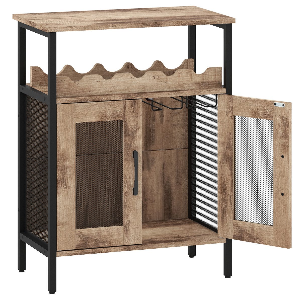 COSTWAY Weinschrank Kühlschrank mit abnehmbarem Weinregal, Holz