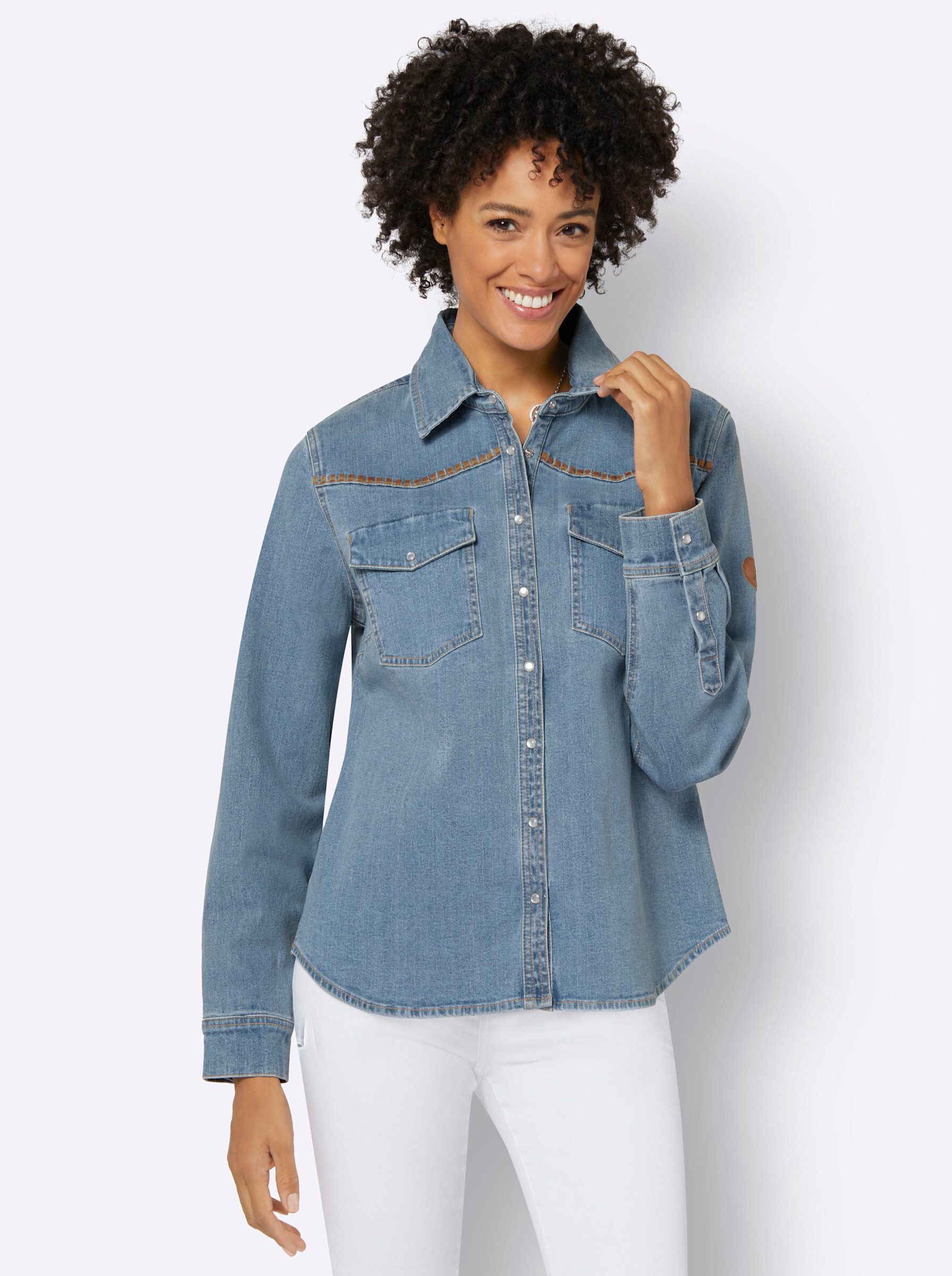 Witt Klassische Bluse Jeansbluse Langarm günstig online kaufen