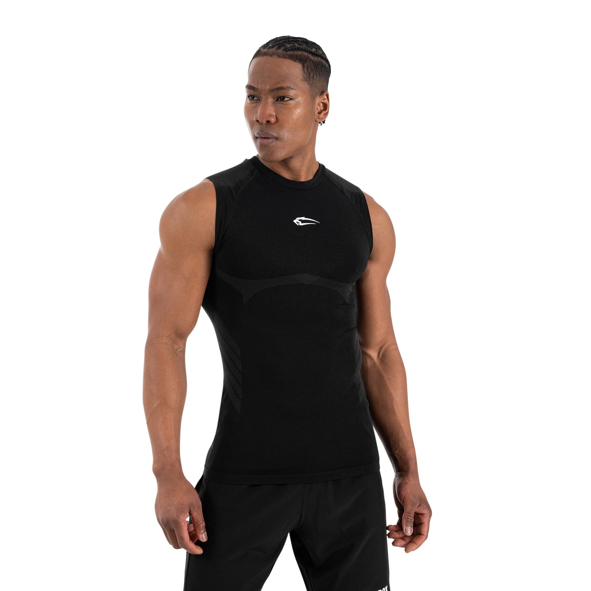 Smilodox Tanktop Carnos, Compression Tank Herren, Gym Shirt Seamless, Fitness Enganliegend, Seamless, Body-Mapping, atmungsaktiv, Stretch