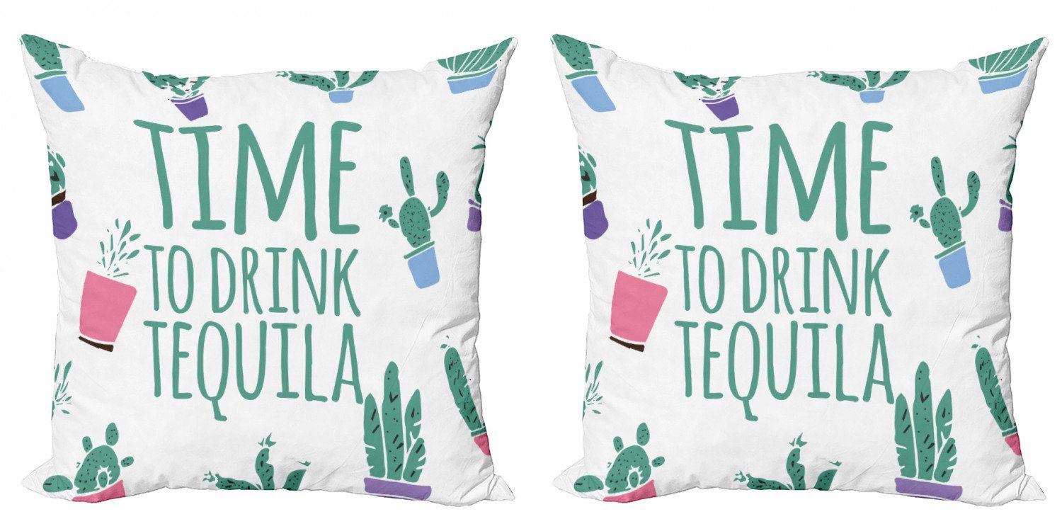 Kissenbezüge Modern Accent Doppelseitiger Digitaldruck, Kaktus Stück), Tequila Wort Trinken Abakuhaus (2 zum Zeit