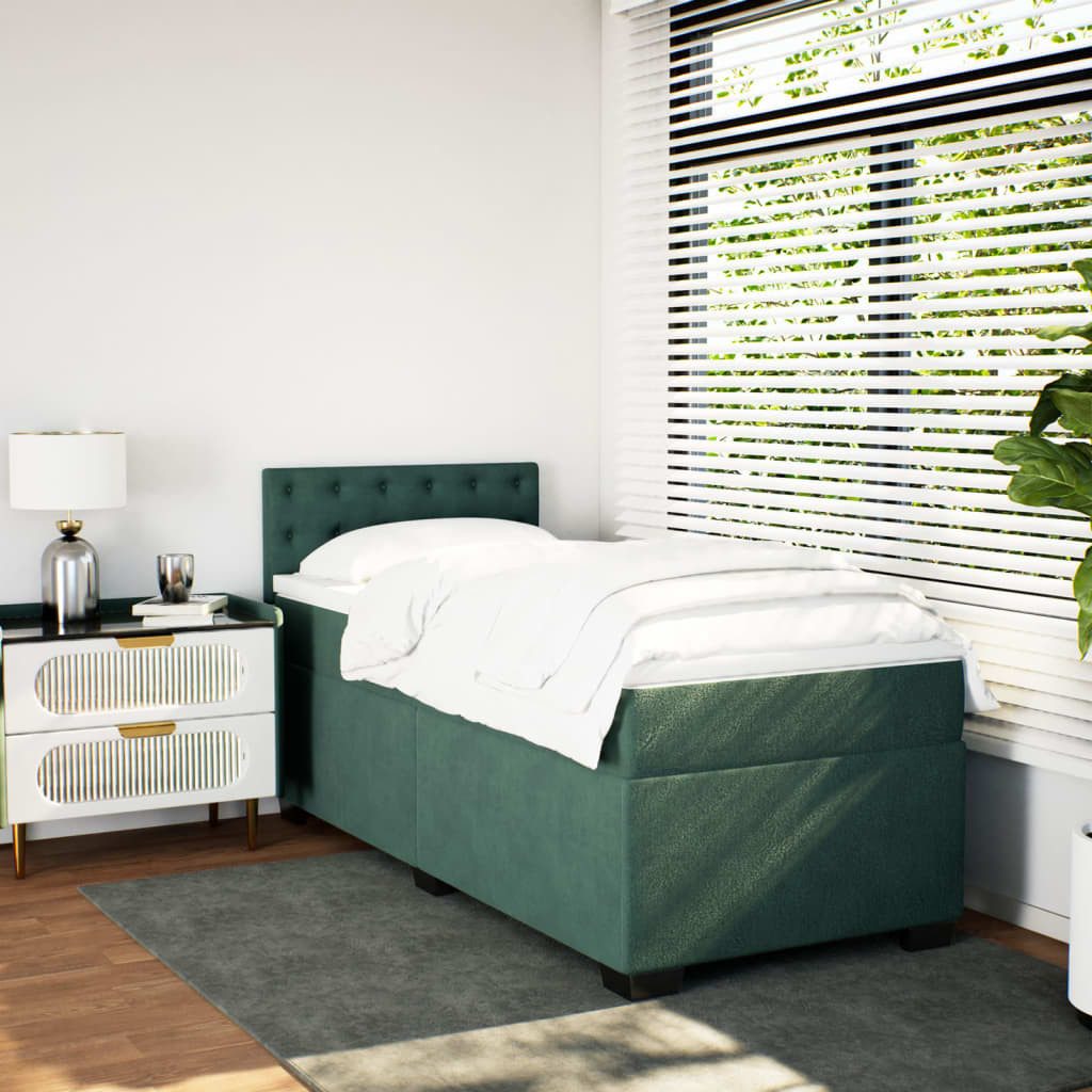 vidaXL Bett Boxspringbett mit Matratze Dunkelgrün günstig online kaufen