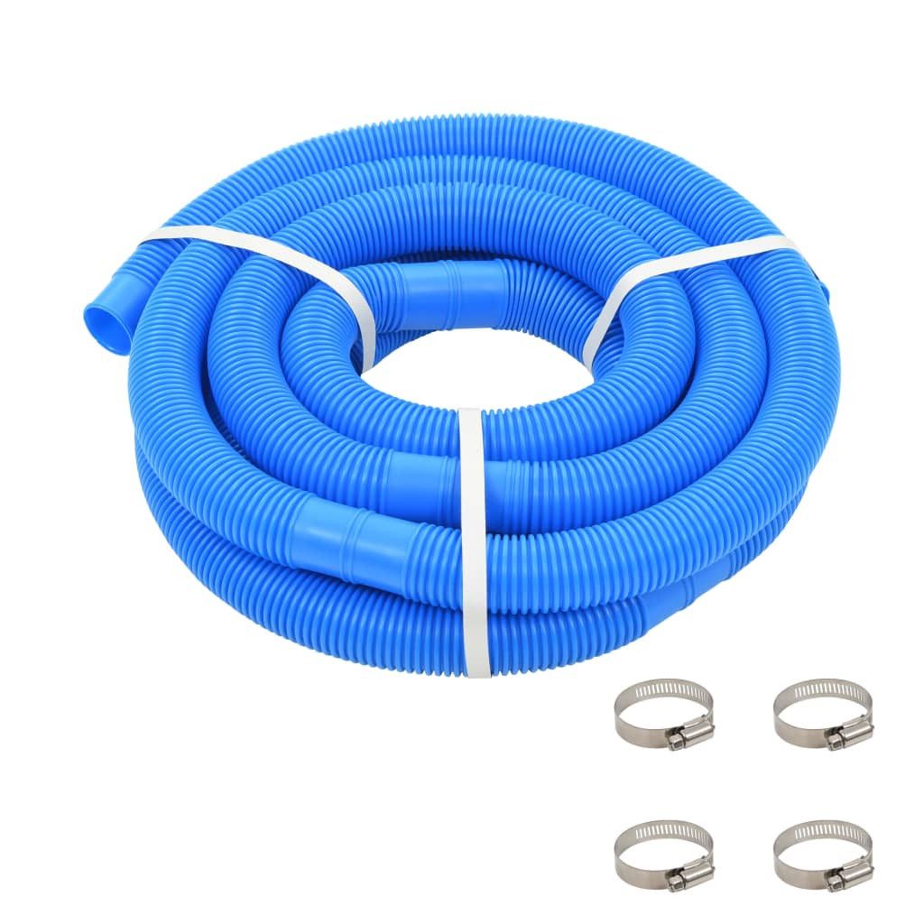 Poolbodensauger 6 m Poolschlauch mit Klammern Blau 38 mm 6 m vidaXL