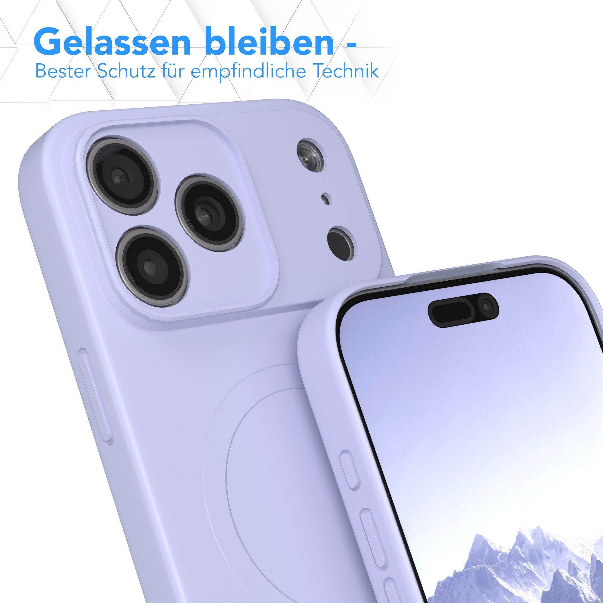 EAZY CASE Handyhülle für Apple iPhone 17 Pro Max Hülle Silikon 6,9 Zoll, MagSafe Soft-Silikonhülle kabelloses Laden matte Oberfläche Blau Lila – Bild 4 von 5