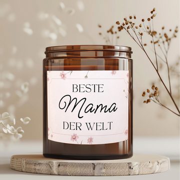 Timando Duftkerze Geschenk für Mama – Kerze mit Spruch „Die beste Mama“ (Duftkerze Vanille im Glas - 100 % Sojawachs), Muttertagsgeschenk, Geburtstagsgeschenk