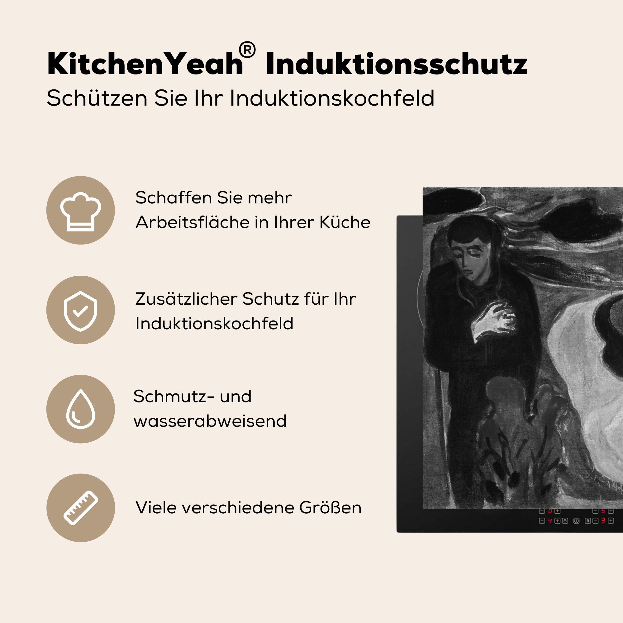 Trennung cm, küche - Herdblende-/Abdeckplatte (1 Edvard Arbeitsplatte für Munch, 78x78 Ceranfeldabdeckung, Vinyl, MuchoWow tlg),