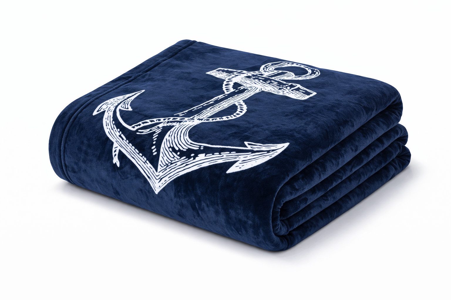 Wolldecke mit Anker-Motiv, 150x200cm, Stoffschmiede