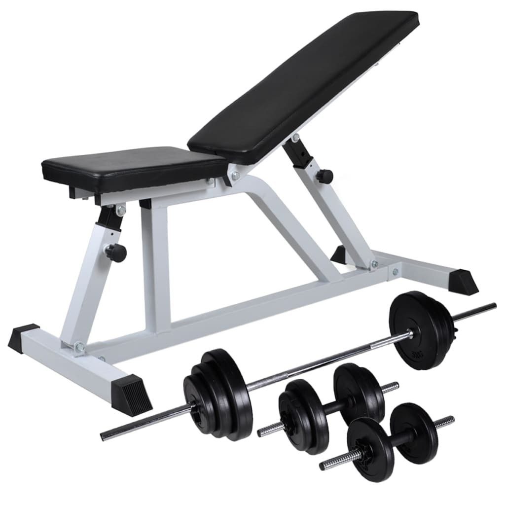 Hantel-Set Hantelbank mit Langhantel und Kurzhantel Set 30,5 kg