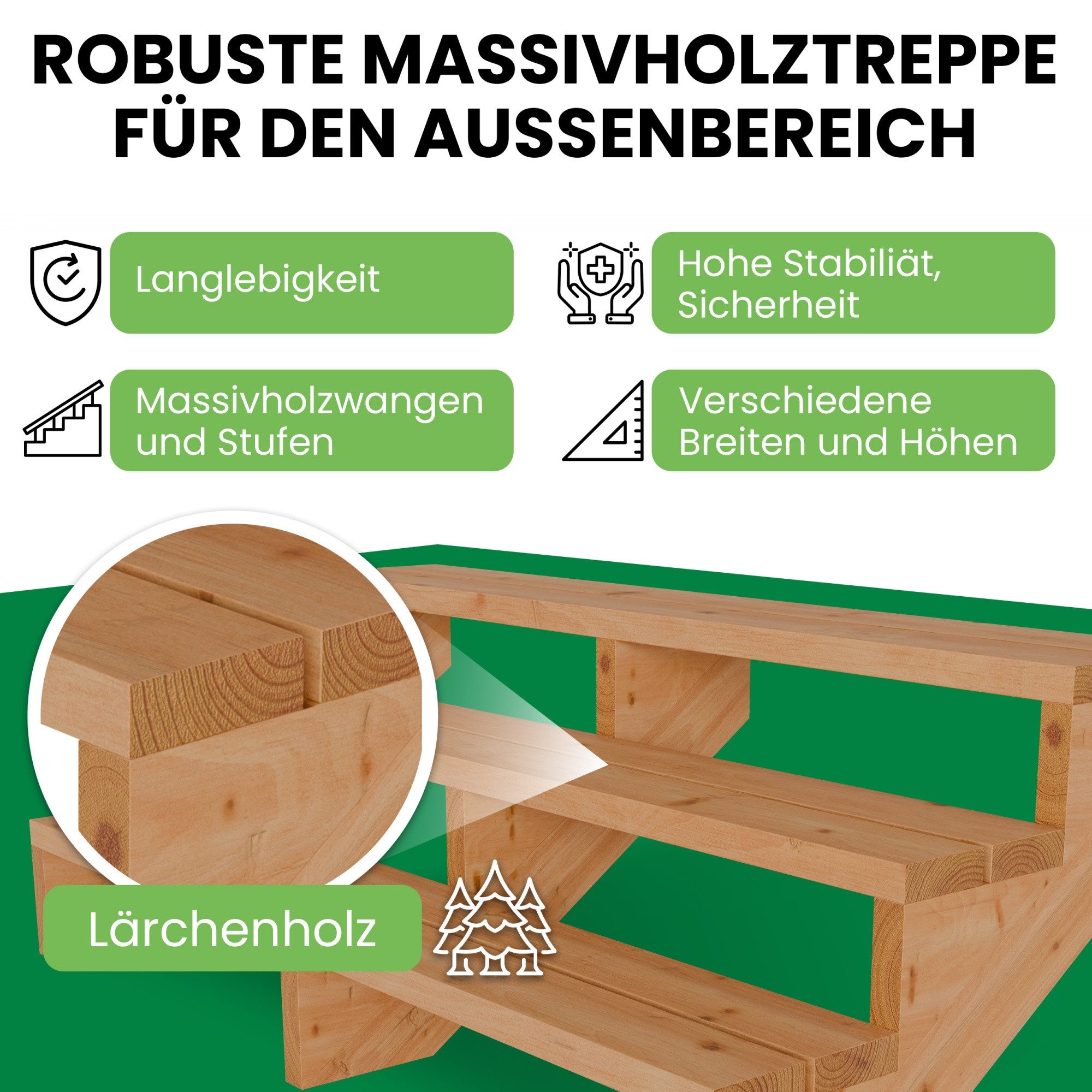 Gartenwelt Riegelsberger Außentreppe Terrassentreppe aus Lärche günstig online kaufen
