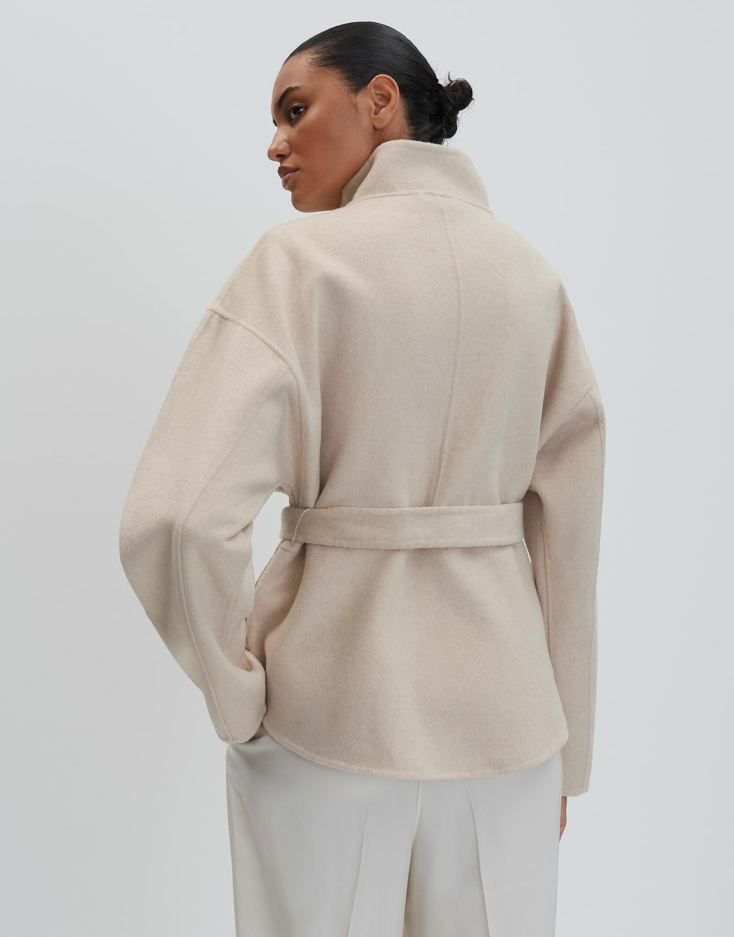 someday Wolljacke VEVA Regular mit Bindegürtel tailliert, gekämmte Oberfläche