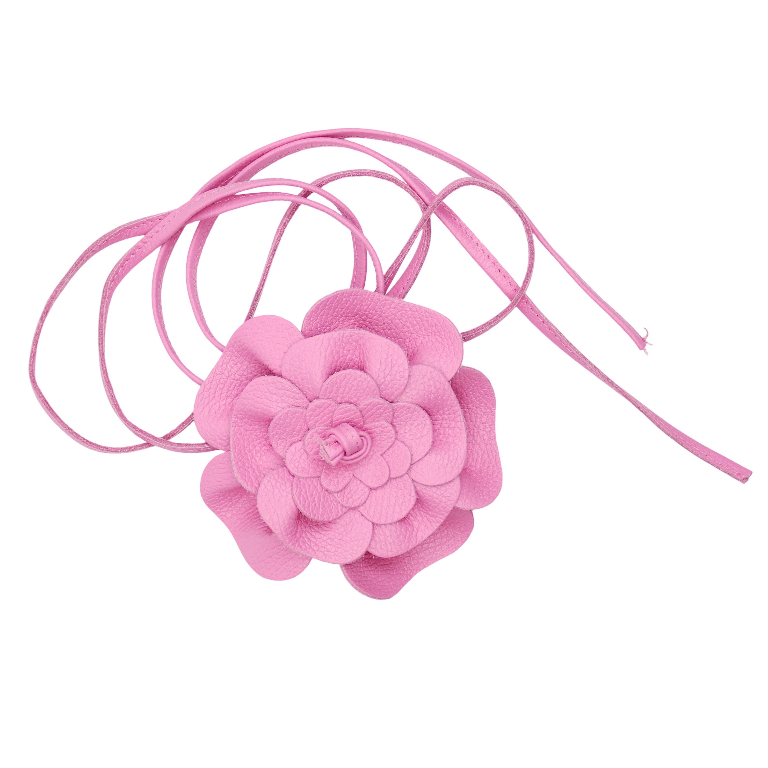 MIRROSI Taillengürtel Blume aus Echtleder zu binden, Einheitsgröße, Made in Italy Einheitsgröße (Geeignet für einen Hüftumfang bis zum ca.150 cm)