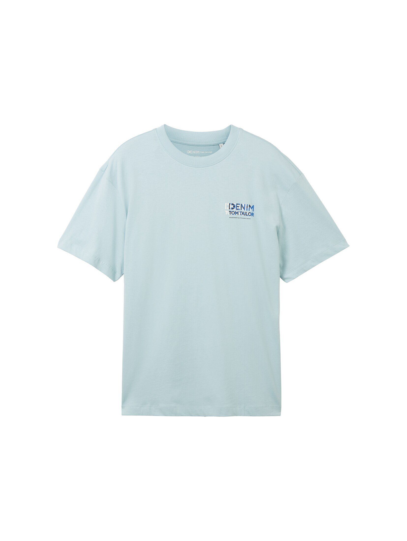 TOM TAILOR Denim T-Shirt dusty mit mint blue Bio-Baumwolle T-Shirt