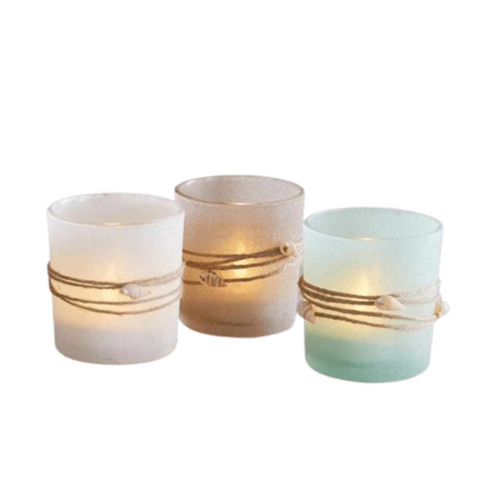 Windlicht Maritim Windlicht 3er-Set Muscheln Teelichthalter Kerzenhalter Glas