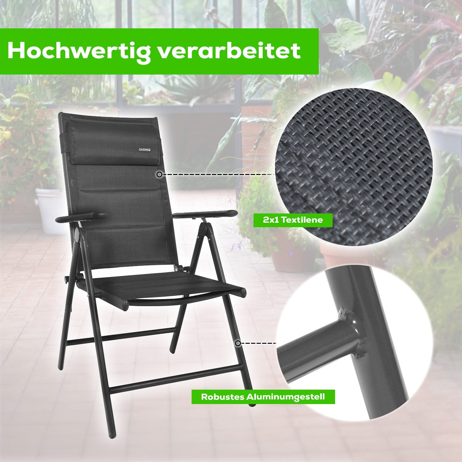 GARMIO Klappstuhl Gartenstuhl FLORENZ, robustes Aluminiumgestell für Garten günstig online kaufen