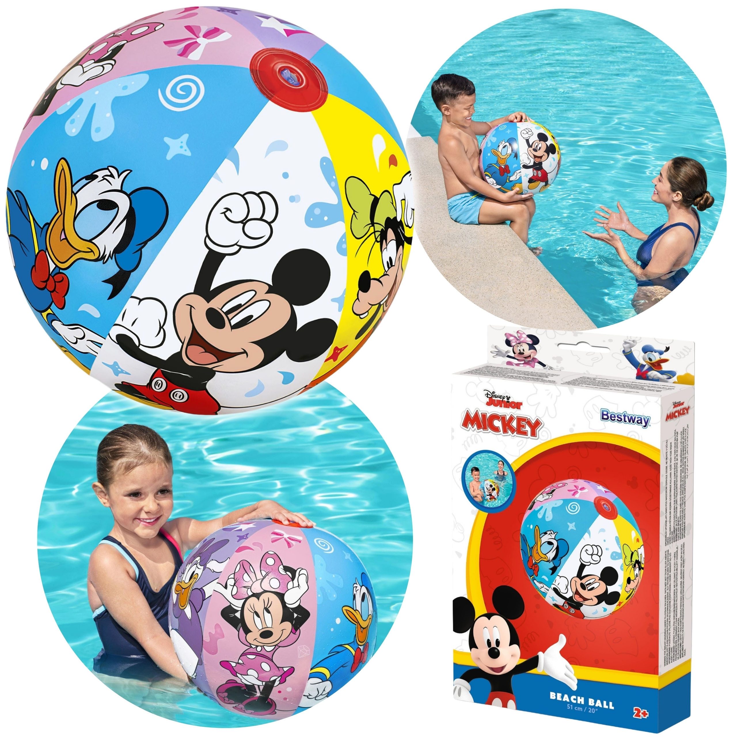 Disney Wasserball DISNEY Mickey Mouse aufblasbarer Strandball für Kinder, Pool, 51 cm
