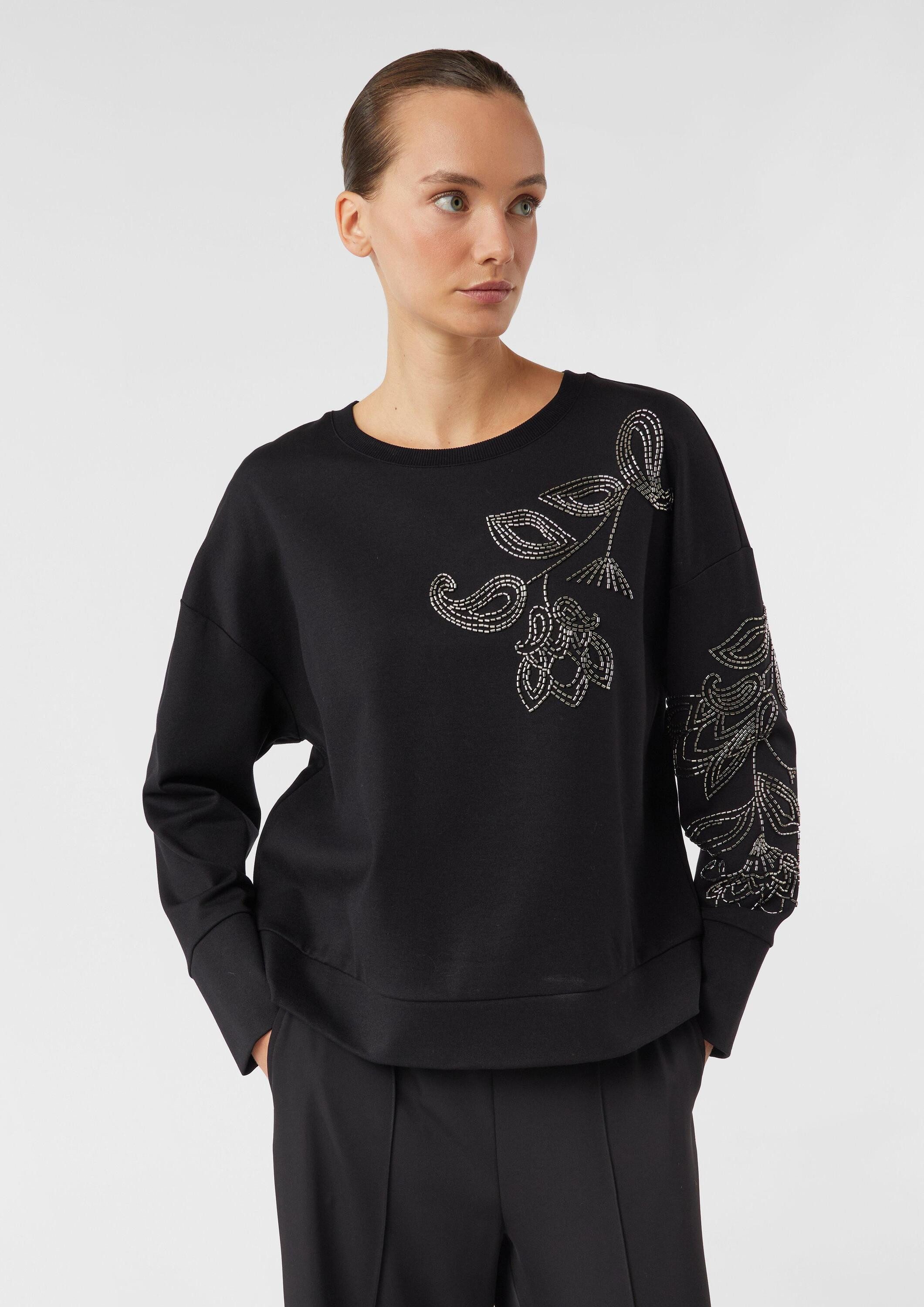 comma Sweatshirt Sweatshirt Sweatshirt mit Perlenstickerei günstig online kaufen