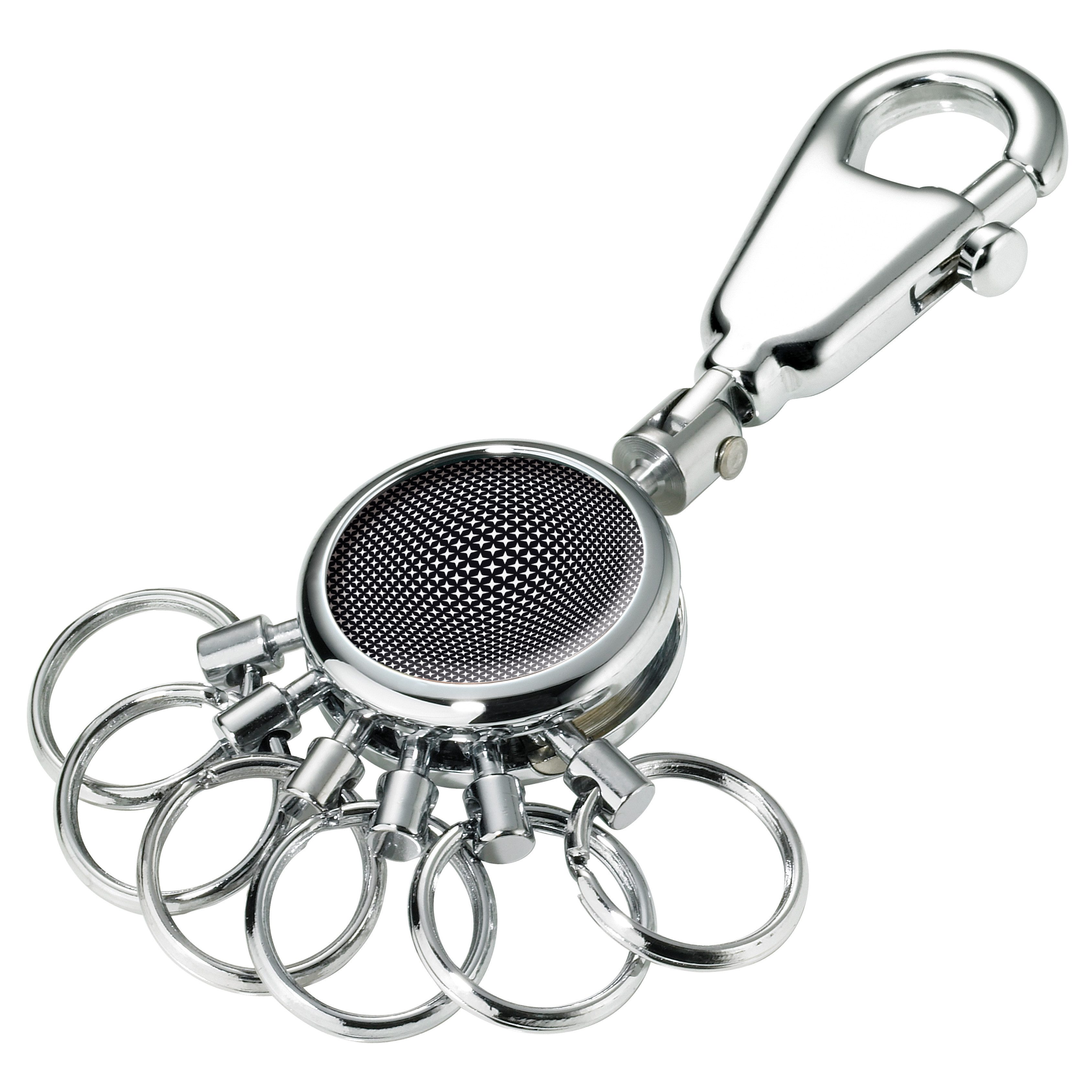 TROIKA Schlüsselanhänger PATENT Dekor mit Karabiner & 6 abnehmbaren Ringen, verschiedene Motive, Fingernagel-sicheres, patentiertes System aus Metall