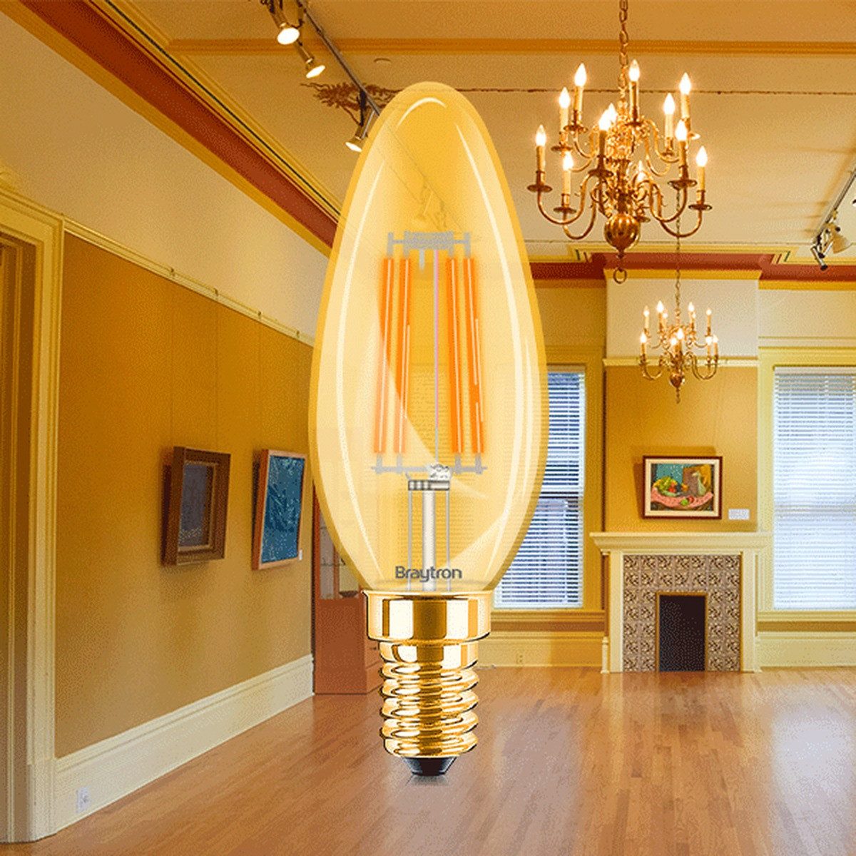 Braytron LED-Leuchtmittel 10x E14 Filament Vintage Lampe LED Leuchte Leuchtmittel Kerzenform, E14, Warmweiß, Glas, Energieeffizient, Flimmerfrei, Langlebig, 10er Set